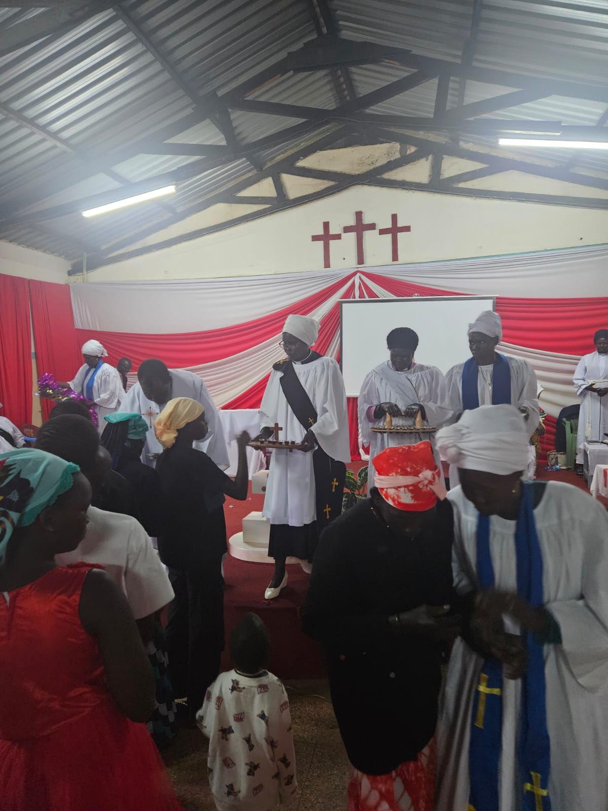 Offering procession during Sunday worship